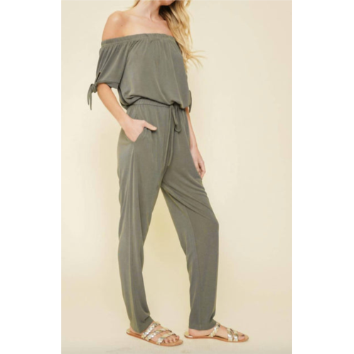 Hem & Thread soft tie jumpsuit in olive