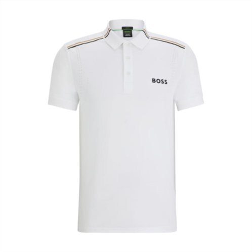 BOSS x matteo berrettini slim-fit polo shirt with signature stripes