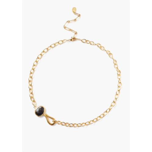 CHAN LUU womens bezel wrapped hypersthene necklace in gold