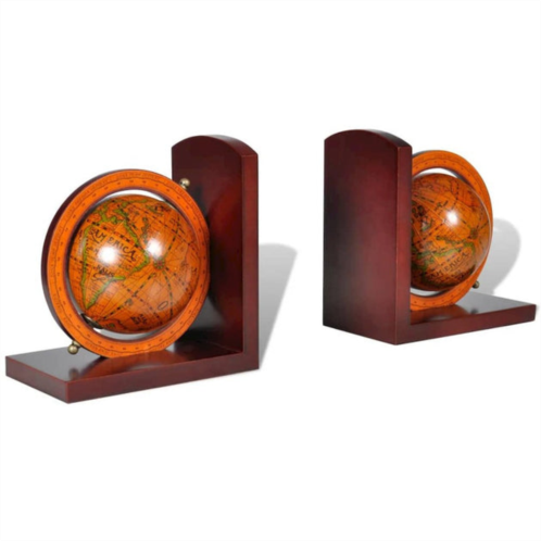 VidaXL bookstand world map globe bookend classic a pair, 240729