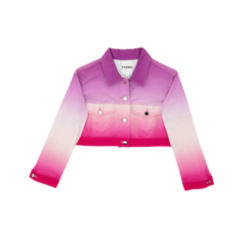 THEME girls crosby cropped jacket in pink purple