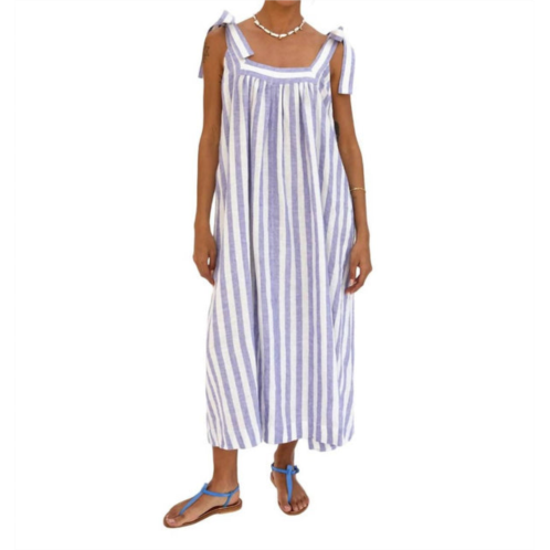 Clare V. rosalie dress in purple & off white linen stripe