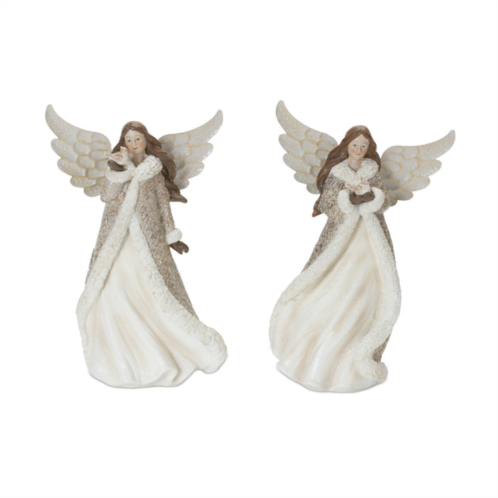 HouzBling angel w/bird (set of 2) 12h resin