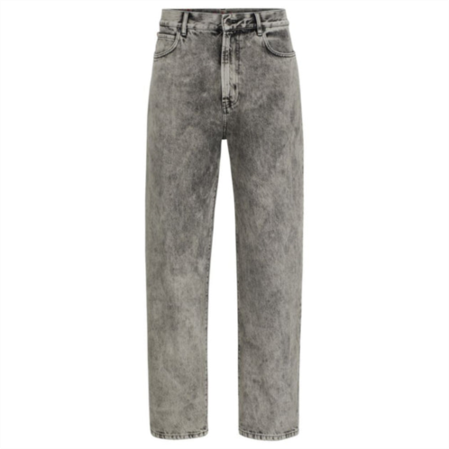 HUGO loose-fit jeans in bleach-wash black rigid denim