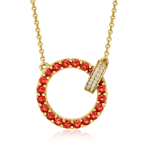 Ross-Simons garnet and . diamond circle clasp necklace in 18kt gold over sterling