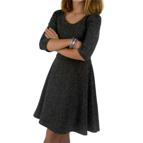 Area Code 407 girls holiday dresses in black and silver glitter