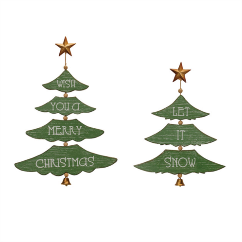 HouzBling tree shape sign (set of 2) 17.5h, 21.5h mdf/iron