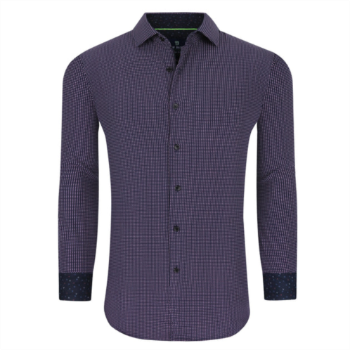 Tom Baine slim fit performance long sleeve geometric button down