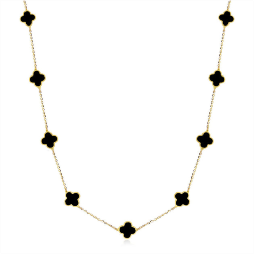 The Lovery mini onyx clover necklace