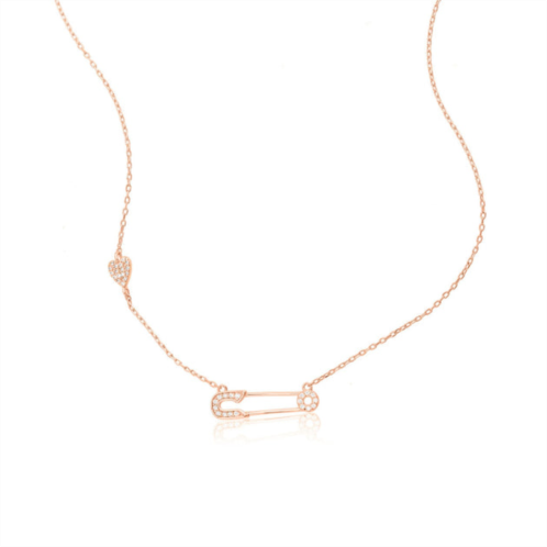 Adornia safety pin heart necklace rose gold