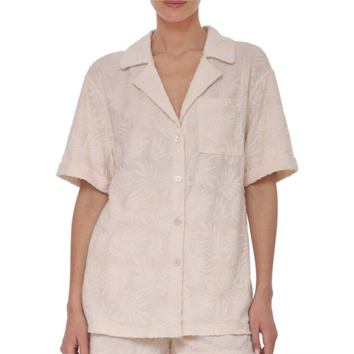 Avec Les Filles button front burnout terry shirt