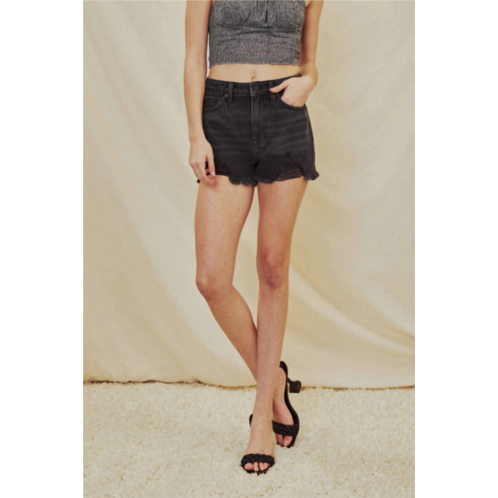 KanCan high rise mom shorts in faded black