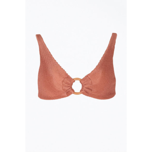 SOAH rebecca ribbed o-ring bikini top in blush