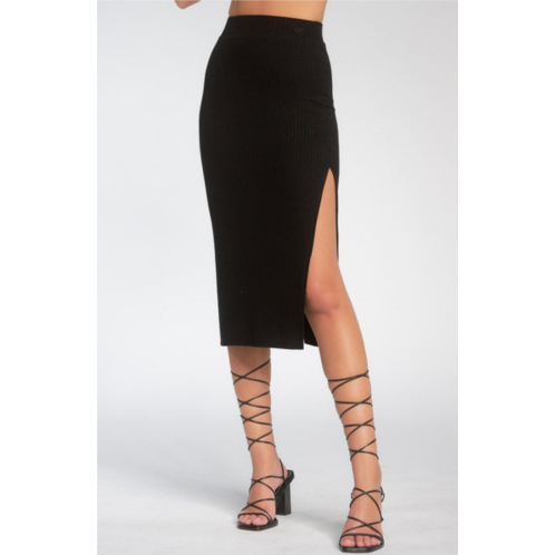 ELAN side slit skirt in black