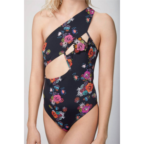 AMIR SLAMA asymmetrical one piece in floral bouquet