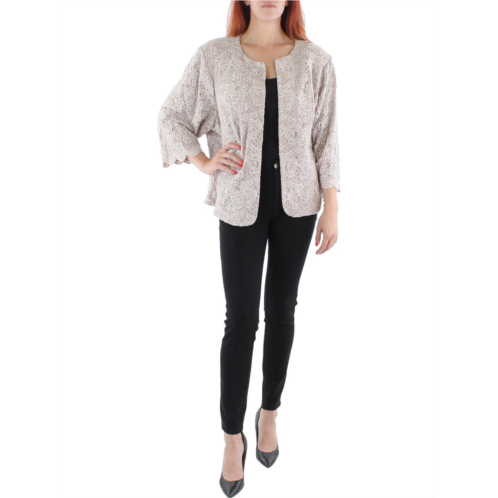 Alex Evenings plus womens lace glitter collarless blazer