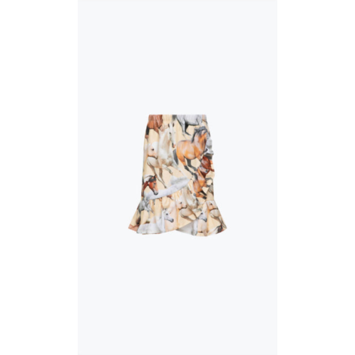 Molo girls bradie skirt in yellow horse print