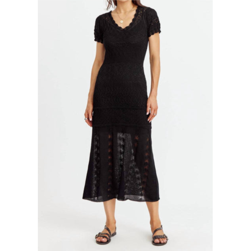 GREYLIN inda crochet knit dress in black