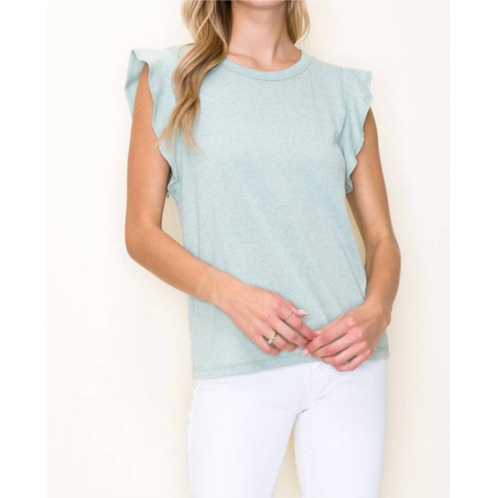 STACCATO round neck ruffled cap sleeve in sage