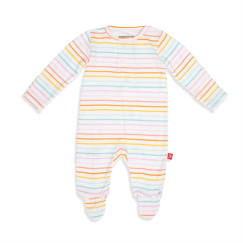 Magnetic me baby girl stripe modal footie in candy