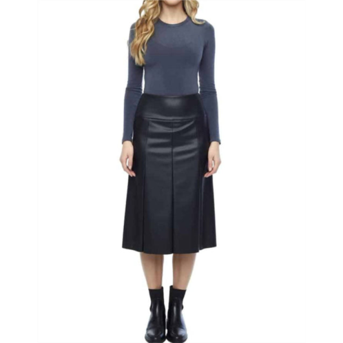 Iltm gal vegan leather midi skirt in black