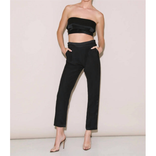 Fleur Du Mal cropped strapless silk top in black