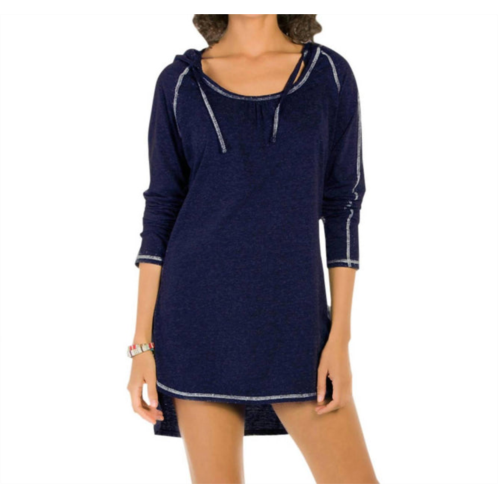 Eco Swim hooded long sleeve tunic in navy