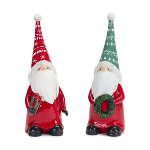 HouzBling gnome w/wreath & package (set of 2) 9h resin