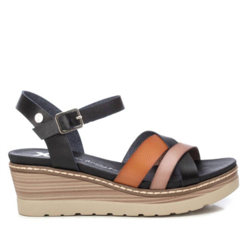 Xti womens wedge sandals in black