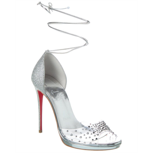 Christian Louboutin degratina frou 120 vinyl & glitter leather sandal