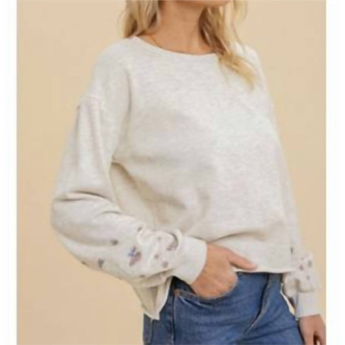 Hem & Thread embroidered sweatshirt in grey