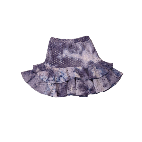 Area Code 407 girls tween 2-tier skirt in purple tie dye