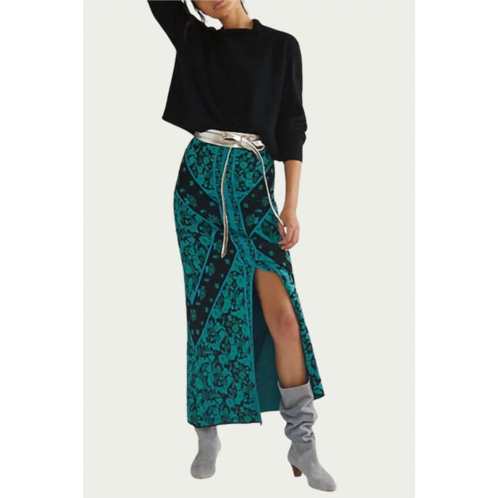 EVA FRANCO floral knit midi skirt in green