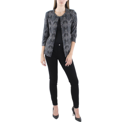 Alex Evenings womens glitter cardigan collarless blazer