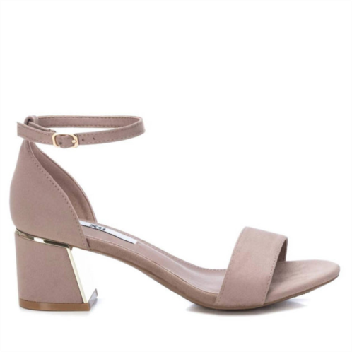 Xti womens heeled suede sandals in beige