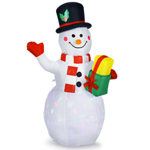 Hivvago 5 feet tall snowman inflatable blow up inflatable with built-in colorful led lights