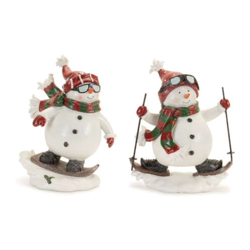 HouzBling snowman on skis and snowboard (set of 2) 8h resin