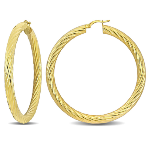 Mimi & Max 60x5mm twist hoop earrings in yellow plated silver