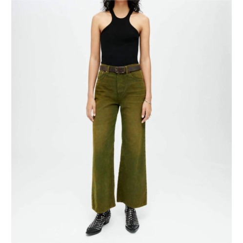 RE/DONE cropped flare jeans in fern green