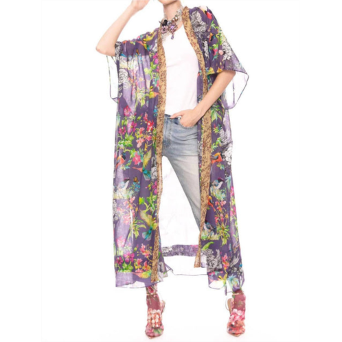 Aratta dreaming of paradise kimono in vintage lilac bird floral