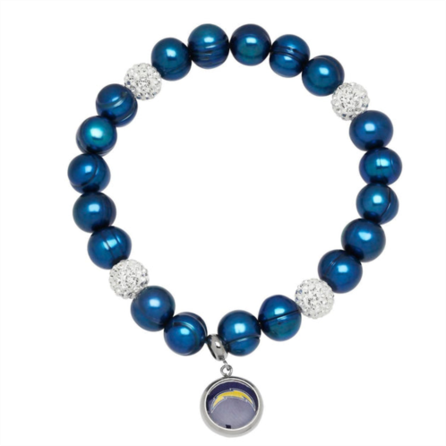 Honora san diego chargers stretch pearl & crystal bracelet in blue