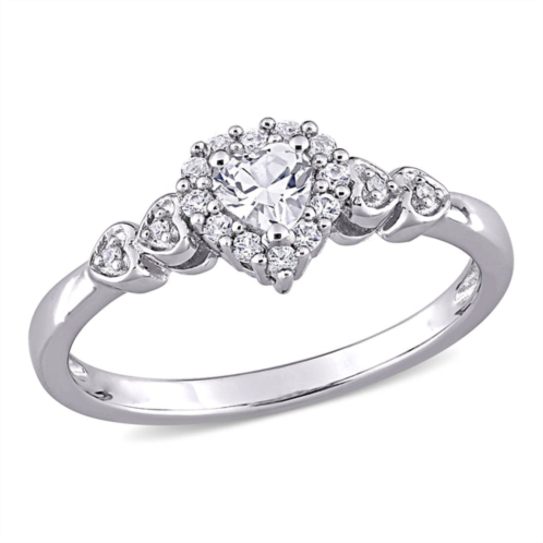 Mimi & Max 3/8ct tgw created white sapphire and diamond-accent heart ring in sterling silver