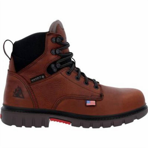 Rocky mens worksmart 6 waterproof composite toe work boot - wide width in brown