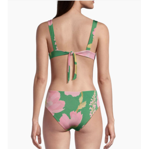 Farm Rio women winter garden twisted cut out one piece swimsuit green