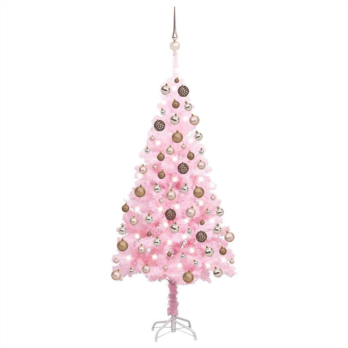 VidaXL artificial pre-lit christmas tree with ball set pink 47.2 pvc