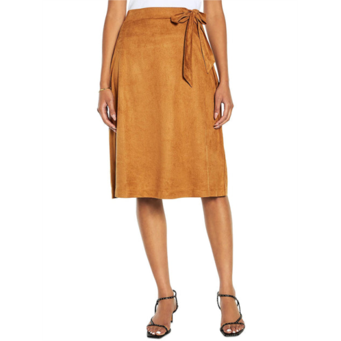 Three Dots sofia womens faux suede knee length midi skirt