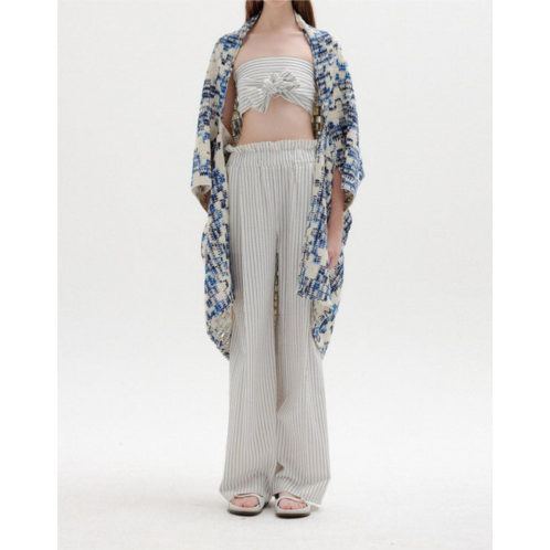 EENK saint shawl coat in blue/ivory