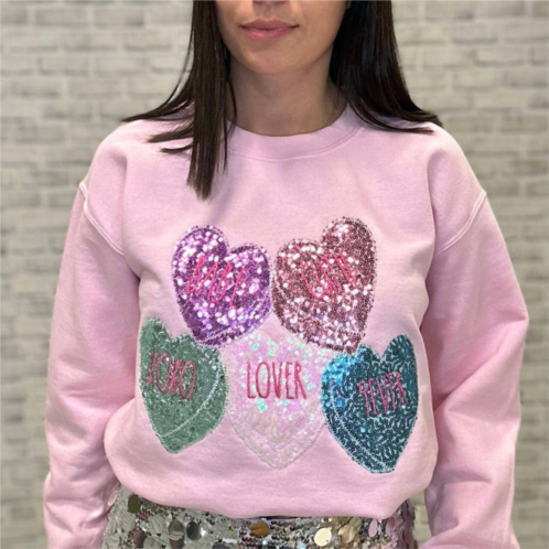 Southern Belle conversation heart sweatshirt in light pink