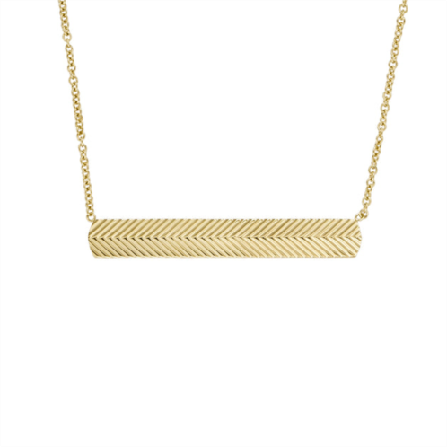 Fossil womens harlow linear texture gold-tone stainless steel chain necklace