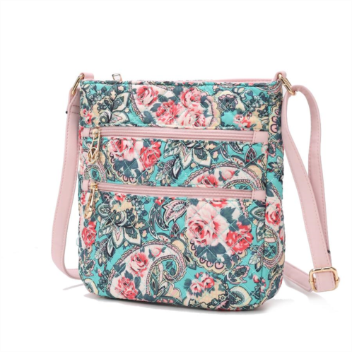 MKF Collection By Mia K. lainey quilted cotton botanical pattern womens crossbody